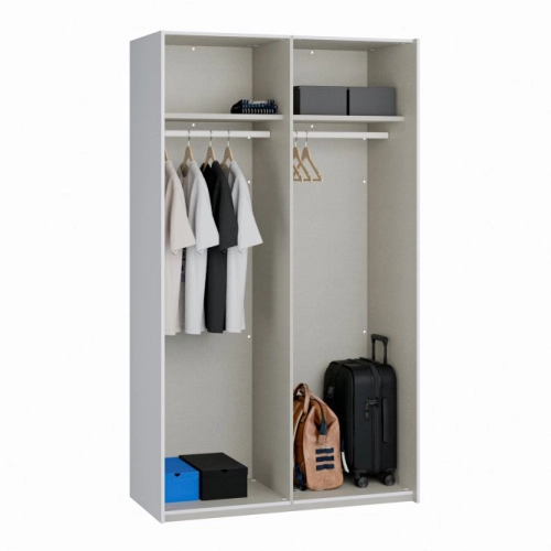 Szafa ubraniowa z lustrem 120 cm Kolor Biały / Biały połysk