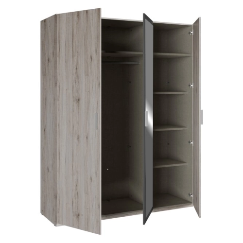 Szafa z lustrem 170 cm Dąb Piaskowy / Uni Wolfram Szary