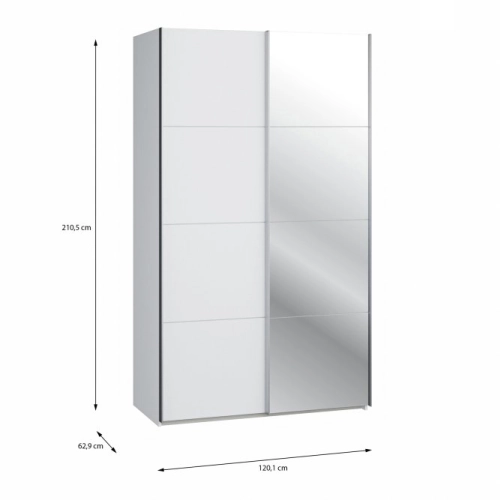 Szafa ubraniowa z lustrem 120 cm Kolor Biały