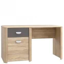 Biurko 130x60 cm z szufladą i szafką Dąb Sonoma/Szary