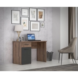 Biurko 110x55 cm z szufladą i szafką Dąb Szlachetny/Czarny