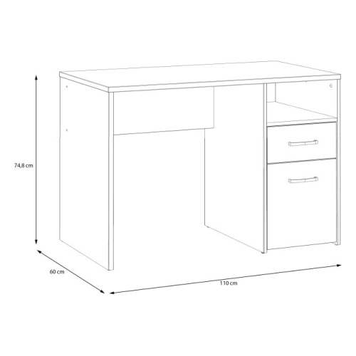 Biurko 110x60 cm z szufladą i szafką  Dąb Artisan