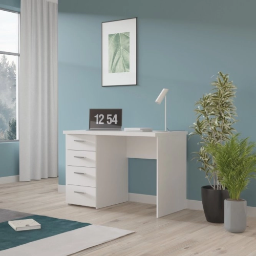 Białe biurko 110x60 cm z 4 szufladami