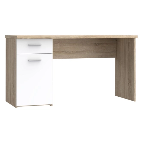 Biurko 140x60 cm z szufladą i szafką Biały/Dąb Sonoma