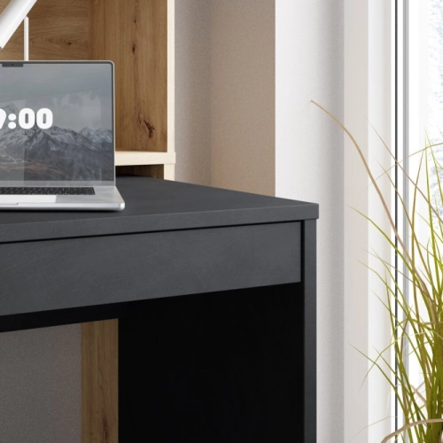 Biurko z wysuwanym blatem i regałem Beton/Dąb Artisan