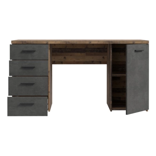 Biurko 145x60 cm z 4 szufladami i szafką Beton/Old-Wood Vintage