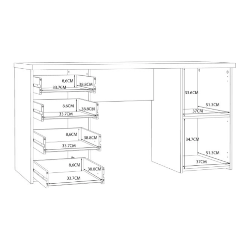 Biurko 145x60 cm z 4 szufladami i szafką Beton/Old-Wood Vintage