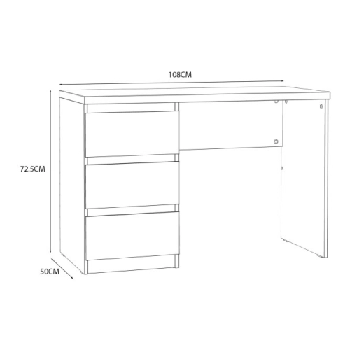 Białe biurko 110x50 cm z 3 szufladami