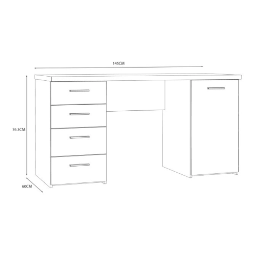 Biurko 145x60 cm z 4 szufladami i szafką Beton/Old-Wood Vintage