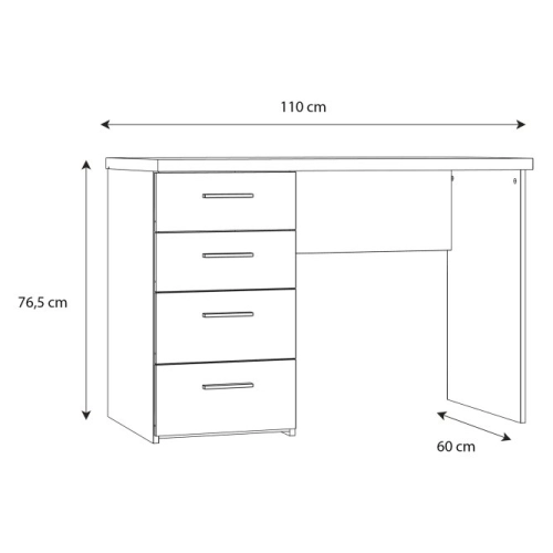 Biurko 110x60 cm z 4 szufladami Dąb Piaskowy