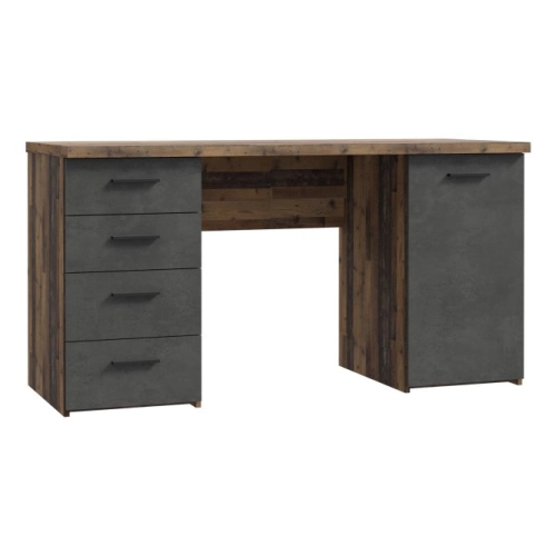 Biurko 145x60 cm z 4 szufladami i szafką Beton/Old-Wood Vintage