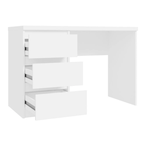 Białe biurko 110x50 cm z 3 szufladami