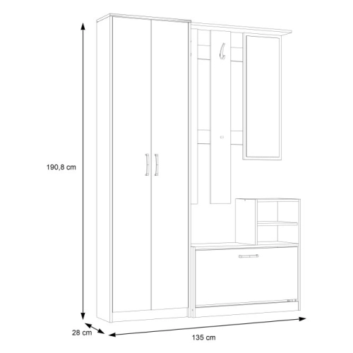 GARDEROBA Przedpokój - Komplet Dąb Sonoma