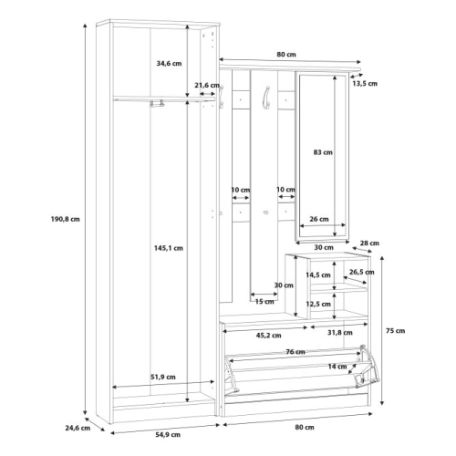 GARDEROBA Przedpokój - Komplet