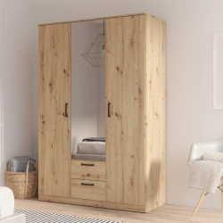 Szafa z lustrem 120 cm z szufladami NIKO Dąb Artisan