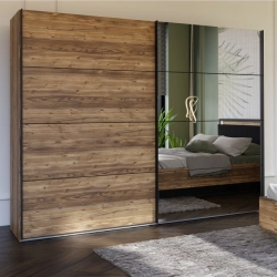 Szafa przesuwna z lustrem 270 cm Świerk Alpejski/Czarny