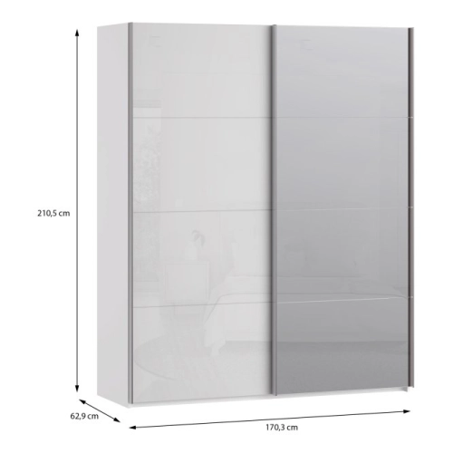 Szafa ubraniowa 170 cm Kolor Biały / Biały połysk