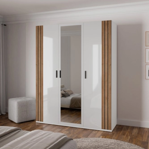 Szafa z lustrem 170 cm Biały/Dąb Riviera