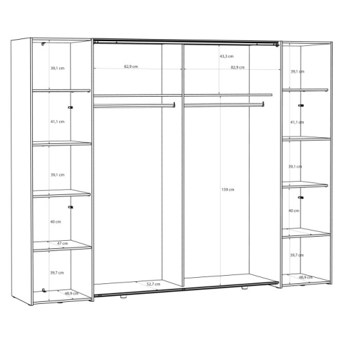 Szafa ubraniowa 270 cm kolor Dąb Sonoma / Dąb Sonoma / Biały