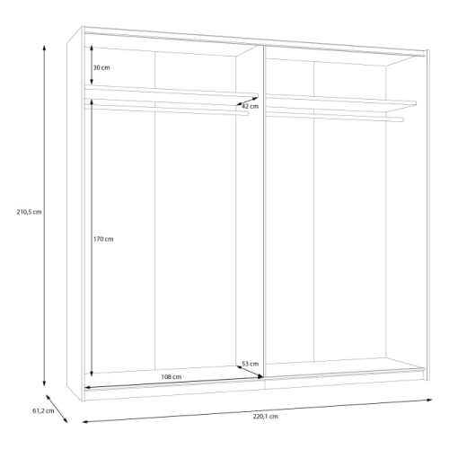 Szafa przesuwna z lustrem 220 cm Piaskowy