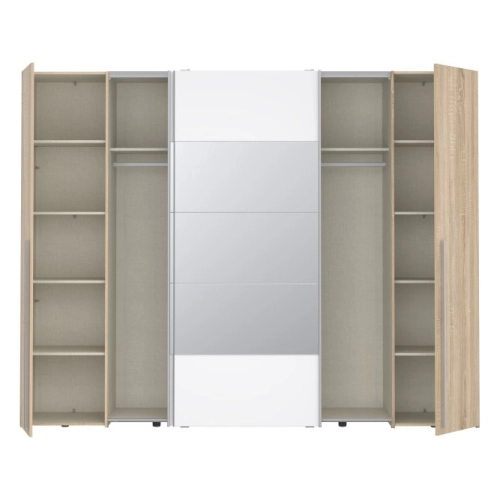 Szafa ubraniowa 270 cm kolor Dąb Sonoma / Dąb Sonoma / Biały