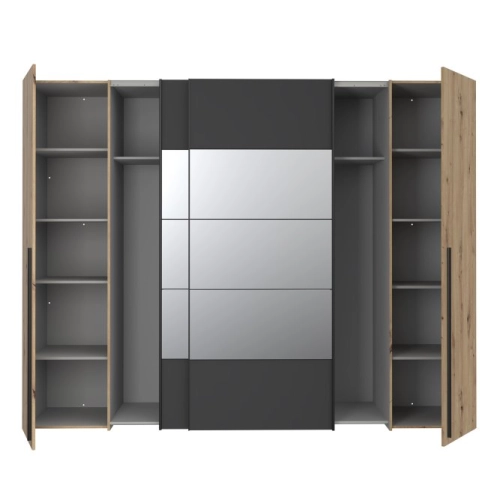 Szafa ubraniowa 270 cm Dąb Artisan/Czarny