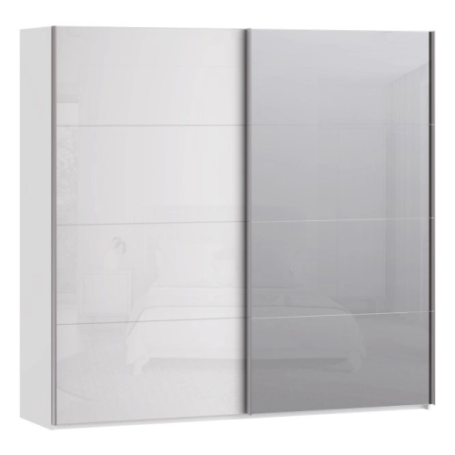 Szafa ubraniowa 220 cm Biały / Biały połysk