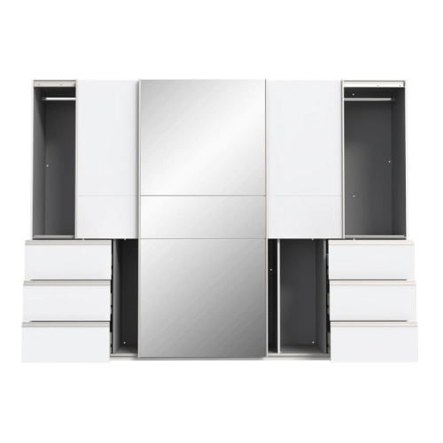 Szafa przesuwna z lustrem i szufladami 270 cm Biały