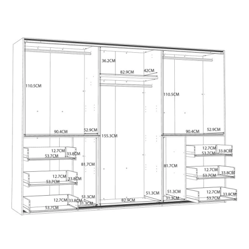 Szafa przesuwna z lustrem i szufladami 270 cm Biały