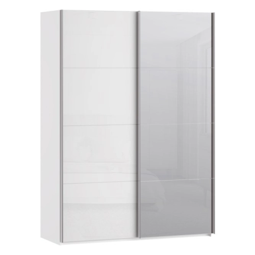 Szafa ubraniowa z lustrem 150 cm Kolor Biały / Biały połysk