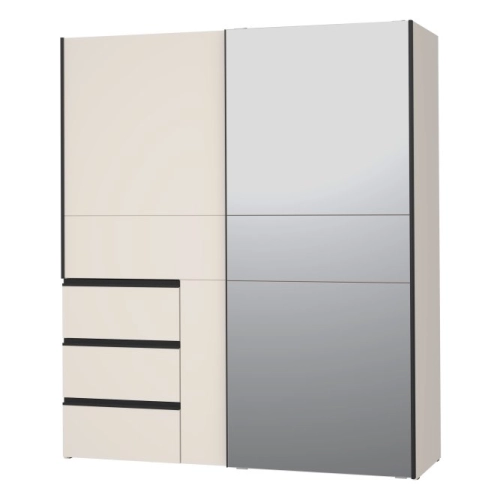 Szafa przesuwna z lustrem i szufladami 170 cm Kolor Piaskowy