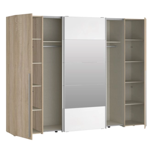 Szafa ubraniowa 270 cm kolor Dąb Sonoma / Dąb Sonoma / Biały