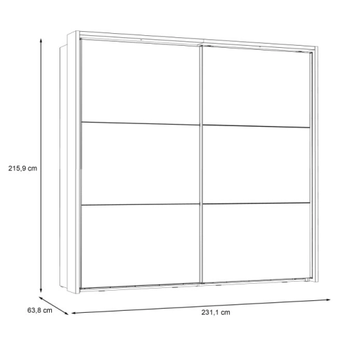 Szafa przesuwna z lustrem i oświetleniem 230 cm Dąb Artisan/Dąb Czarny