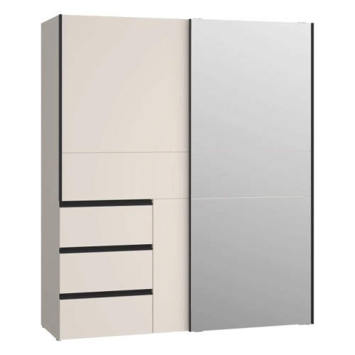 Szafa przesuwna z lustrem i szufladami 170 cm Kolor Piaskowy