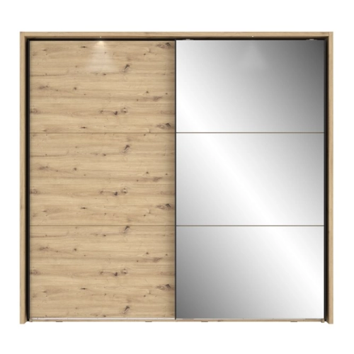 Szafa przesuwna z lustrem i oświetleniem 230 cm Dąb Artisan/Dąb Czarny