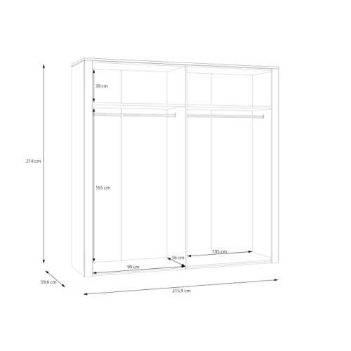Szafa z lustrem 220 cm Dąb Riviera/Modrzew Jasny Sibiu