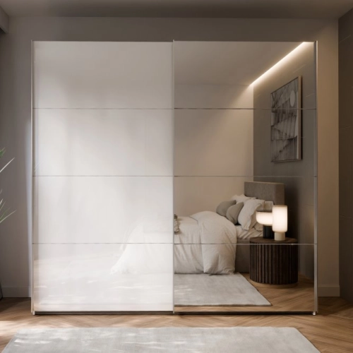 Szafa ubraniowa 220 cm Biały / Biały połysk