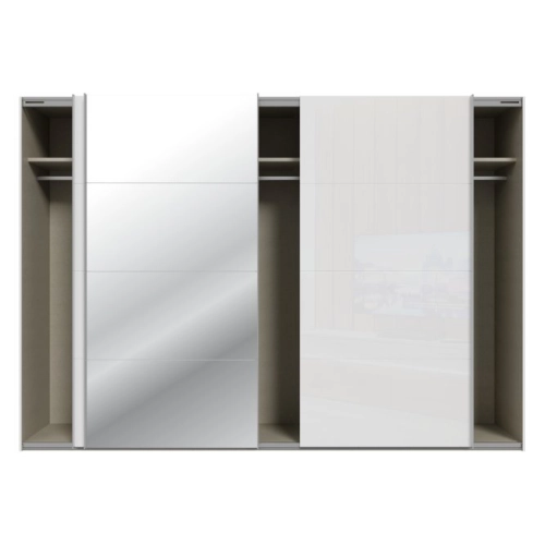 Szafa ubraniowa 300 cm Biały / Biały połysk