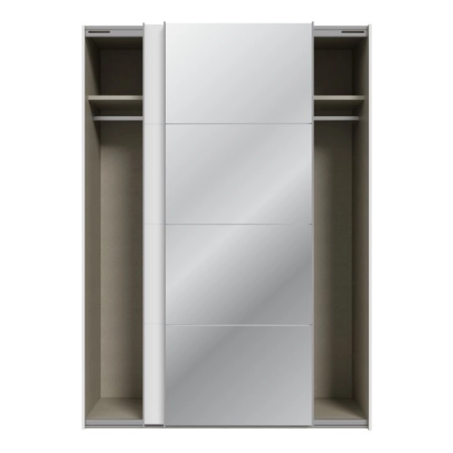 Szafa ubraniowa z lustrem 150 cm Kolor Biały / Biały połysk