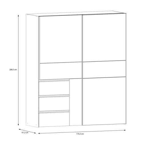 Szafa przesuwna z lustrem i szufladami 170 cm Dąb Artisan / Biały