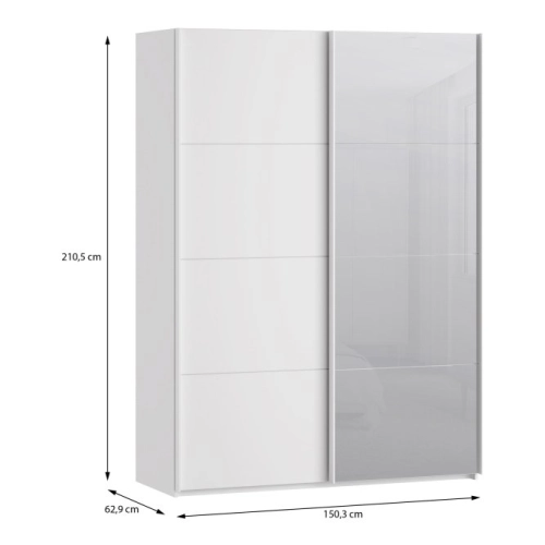 Szafa ubraniowa z lustrem 150 cm Kolor Biały