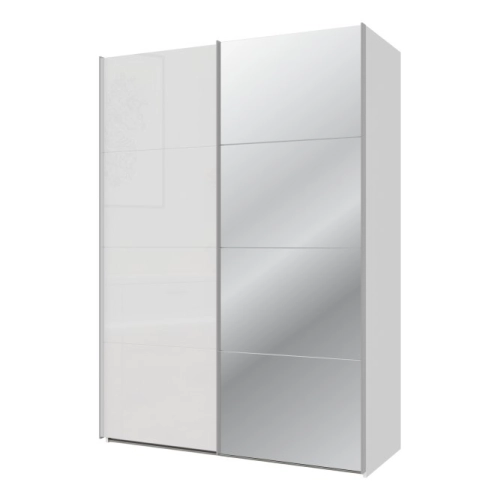 Szafa ubraniowa z lustrem 150 cm Kolor Biały / Biały połysk