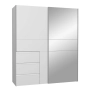 Szafa przesuwna z lustrem i szufladami 170 cm Kolor Biały