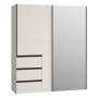 Szafa przesuwna z lustrem i szufladami 170 cm Kolor Piaskowy