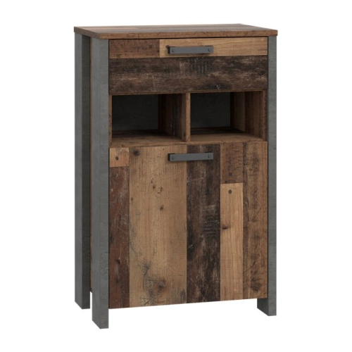 Szafka na buty z szufladą CLIF Old – Wood Vintage/Beton