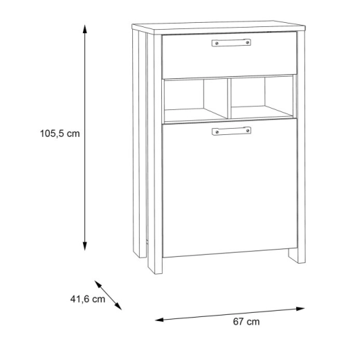 Szafka na buty z szufladą CLIF Old – Wood Vintage/Beton