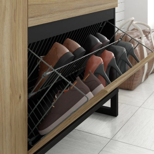 Szafka na buty z szufladami Czarny/Dąb Mauvella