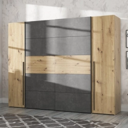 Szafa ubraniowa 270 cm Przesuwna Kolor Dąb Artisan/Beton