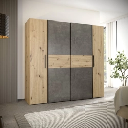 Szafa ubraniowa 200 cm Dąb Artisan / Beton ciemnoszary / Dąb Artisan