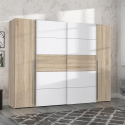 Szafa ubraniowa 270 cm Przesuwna Kolor Dąb Sonoma/Biały